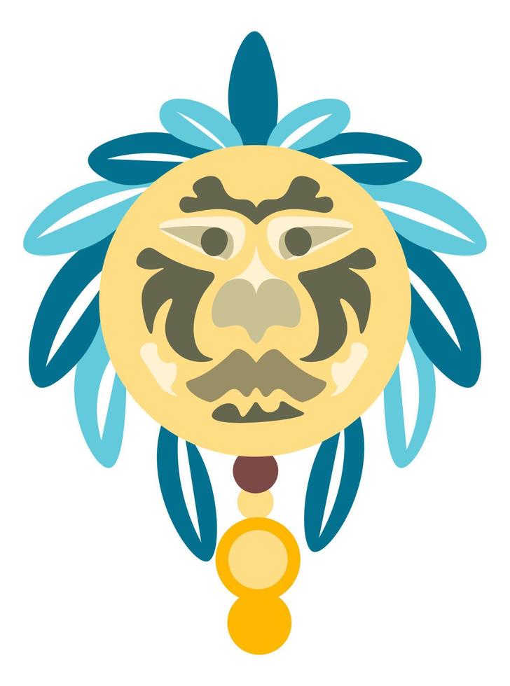 Ancient stone mask, totem or idol Polynesian art vector