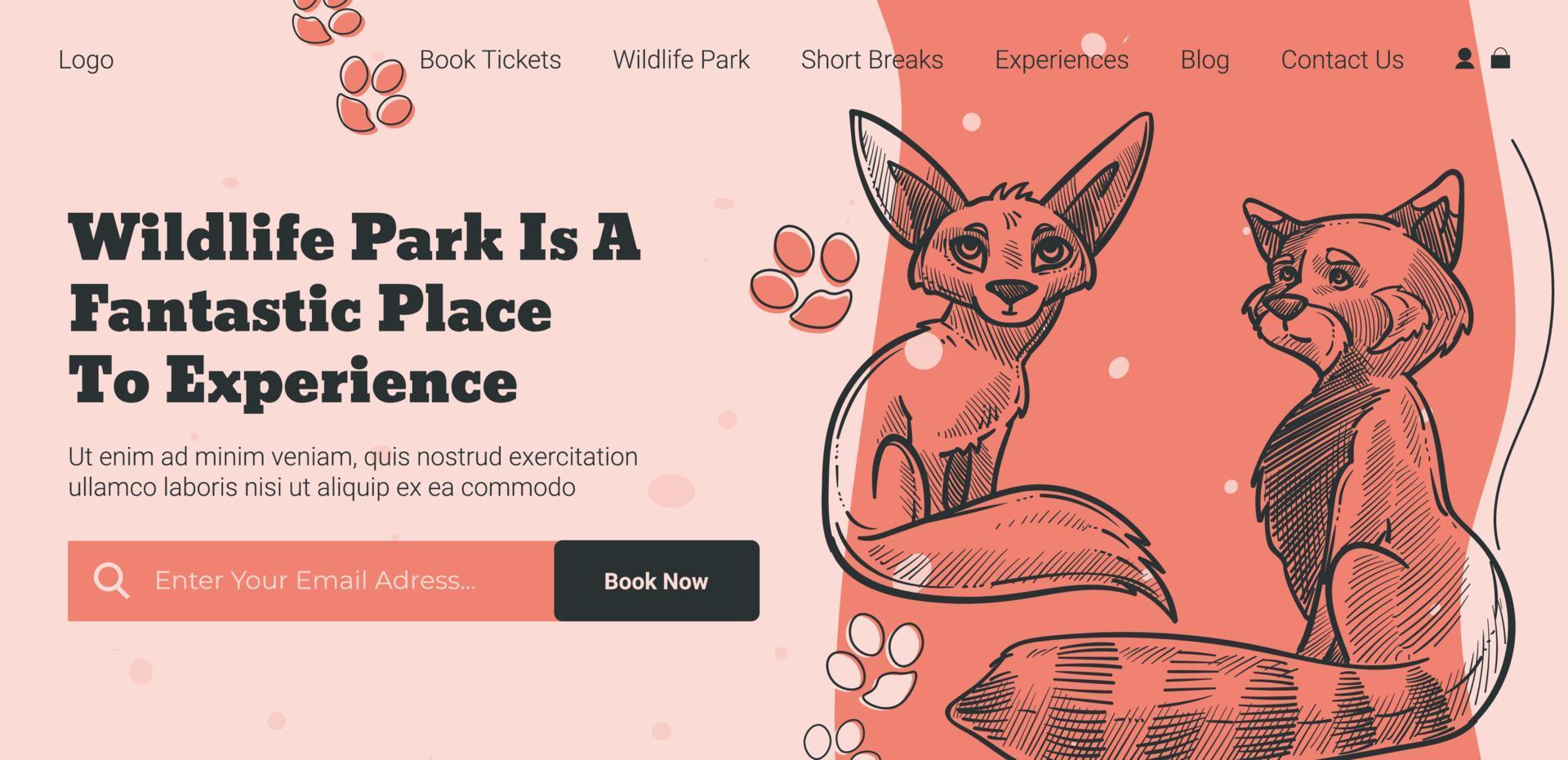 Wildlife park or zoo, buy ticket online in web vector