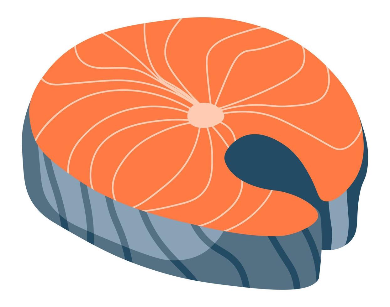 Slice of salmon, red fish fillet fresh seafood vector