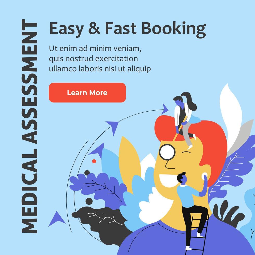 Easy and fast booking, medical assessment web vector