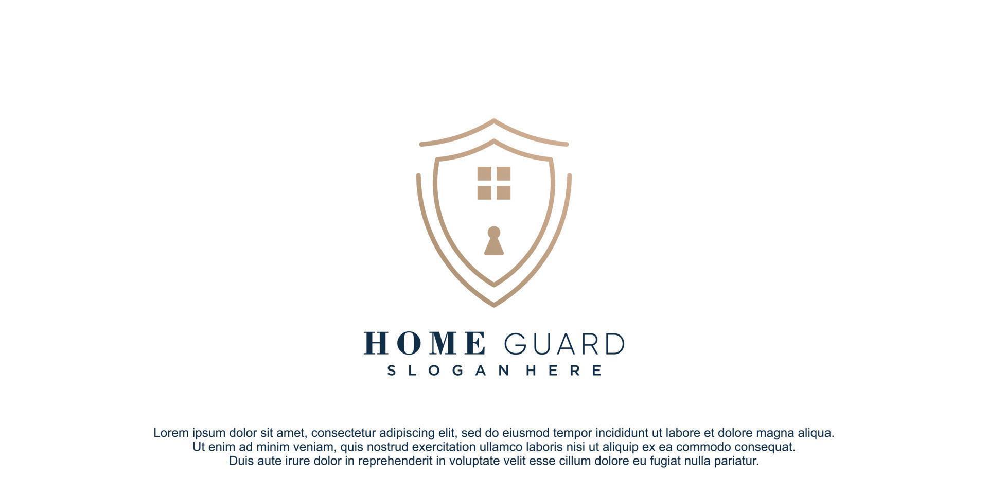 Home security logo with creative lineart design vector icon illustration