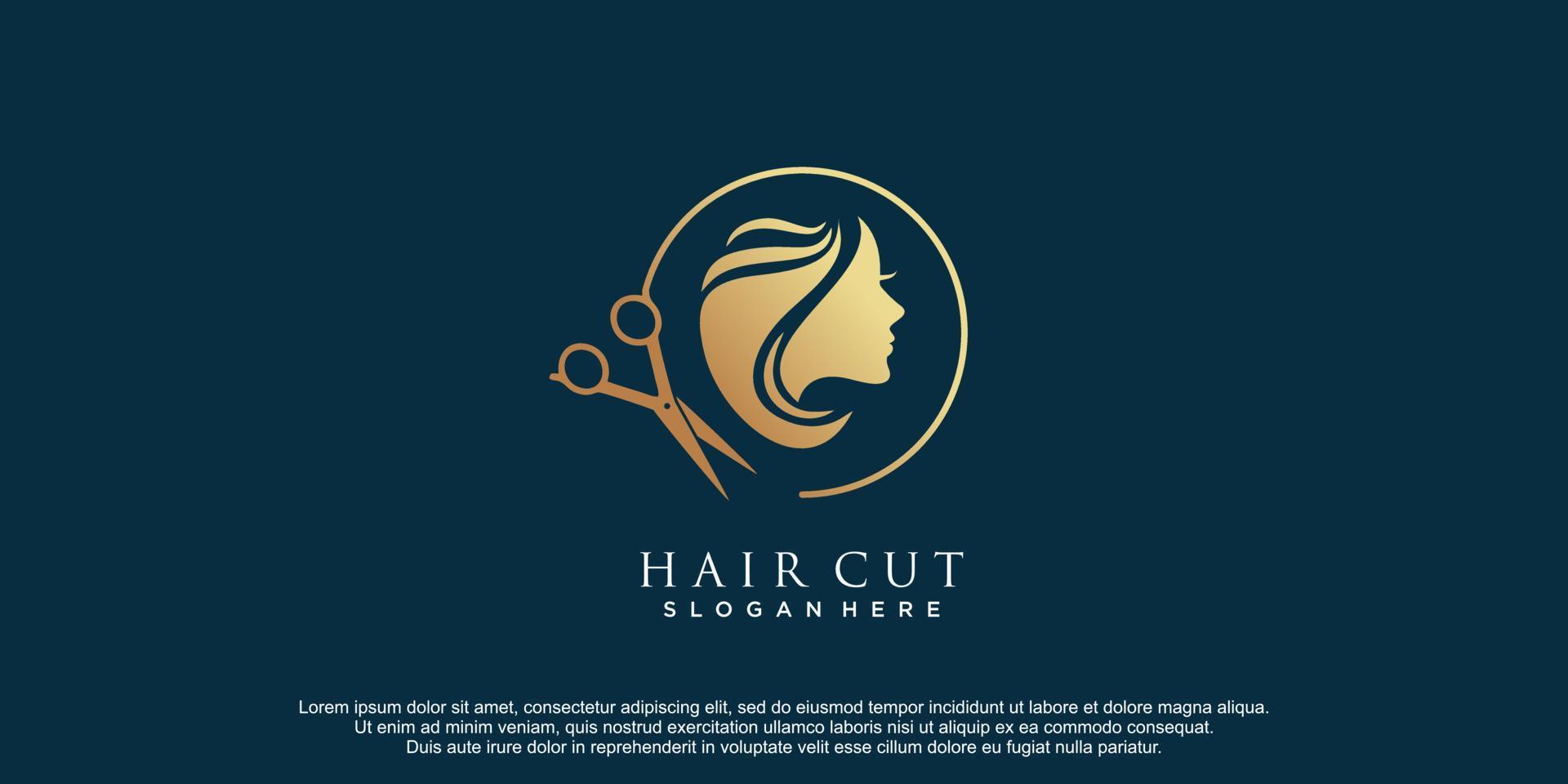 logotipo de corte de pelo con ilustración de icono de vector de icono de diseño creativo