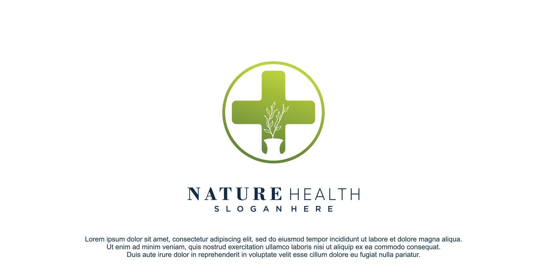 Medical logo with floral element design icon vector illustration