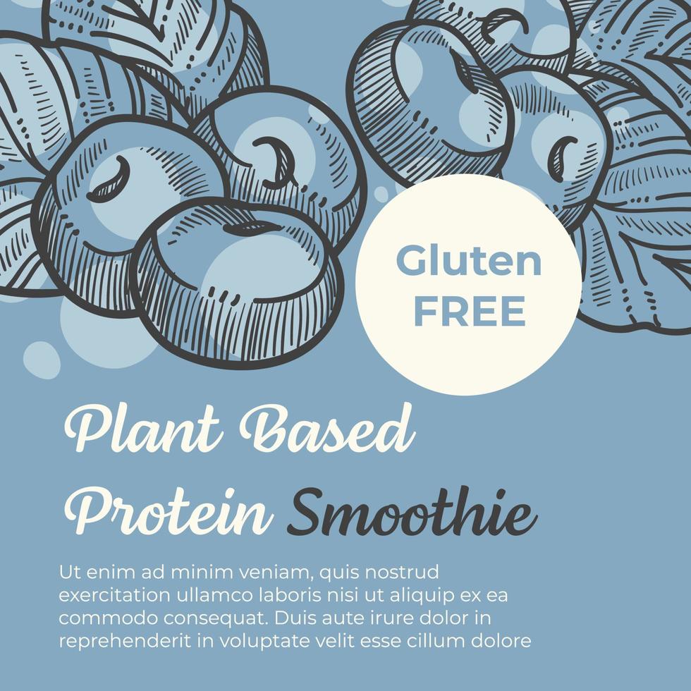 Plant based protein smoothie, gluten free banner vector