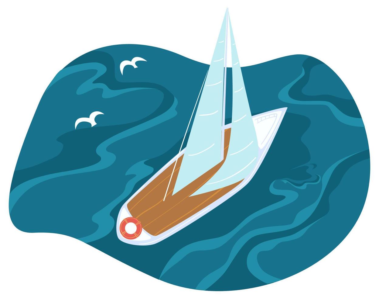 Sailboat with sails, ship or vessel for voyages vector