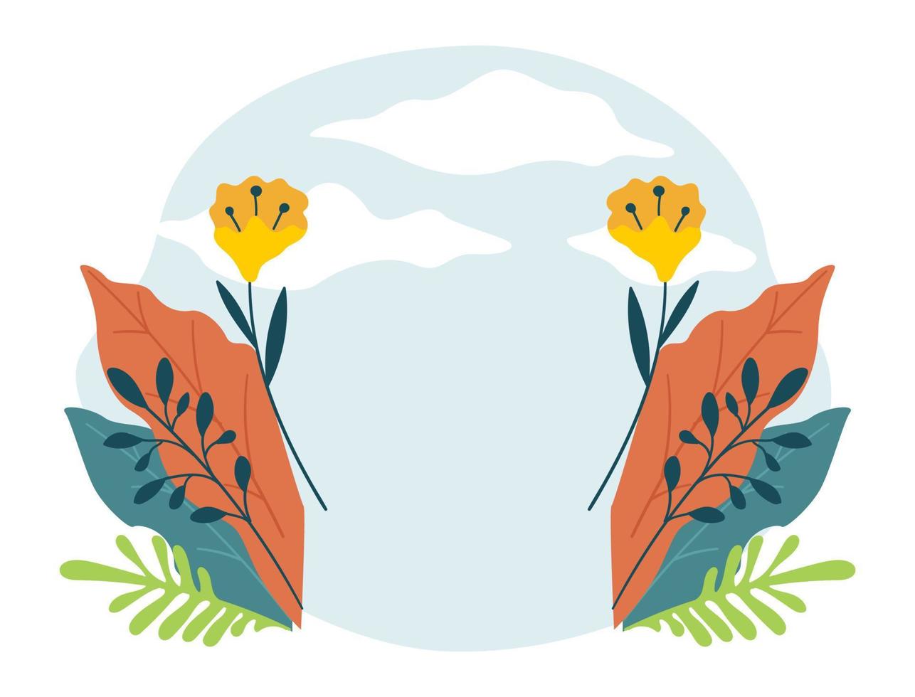 Empty floral banner with symmetrical flower vector