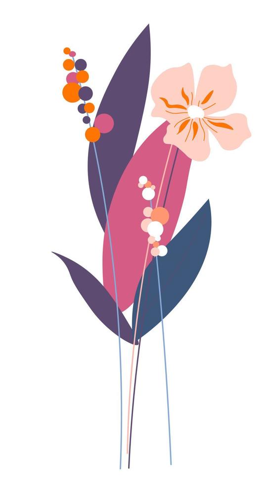Bouquet of wildflowers in bloom, flowers decor vector
