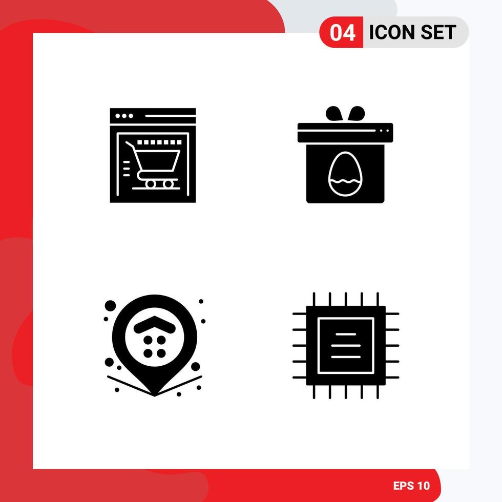 Universal Icon Symbols Group of 4 Modern Solid Glyphs of ecommerce property gift easter chip Editable Vector Design Elements