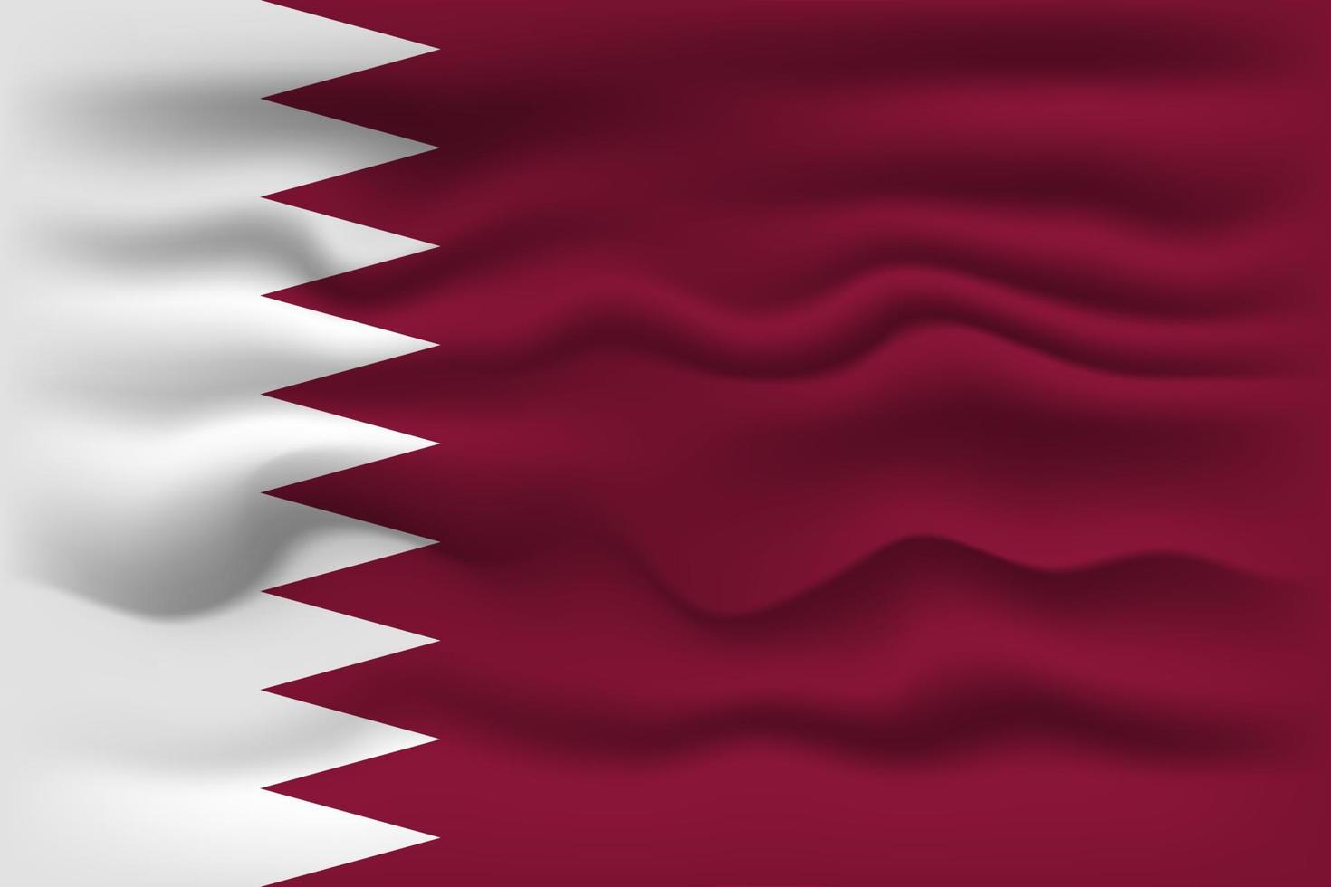 Waving flag of the country Qatar. Vector illustration.