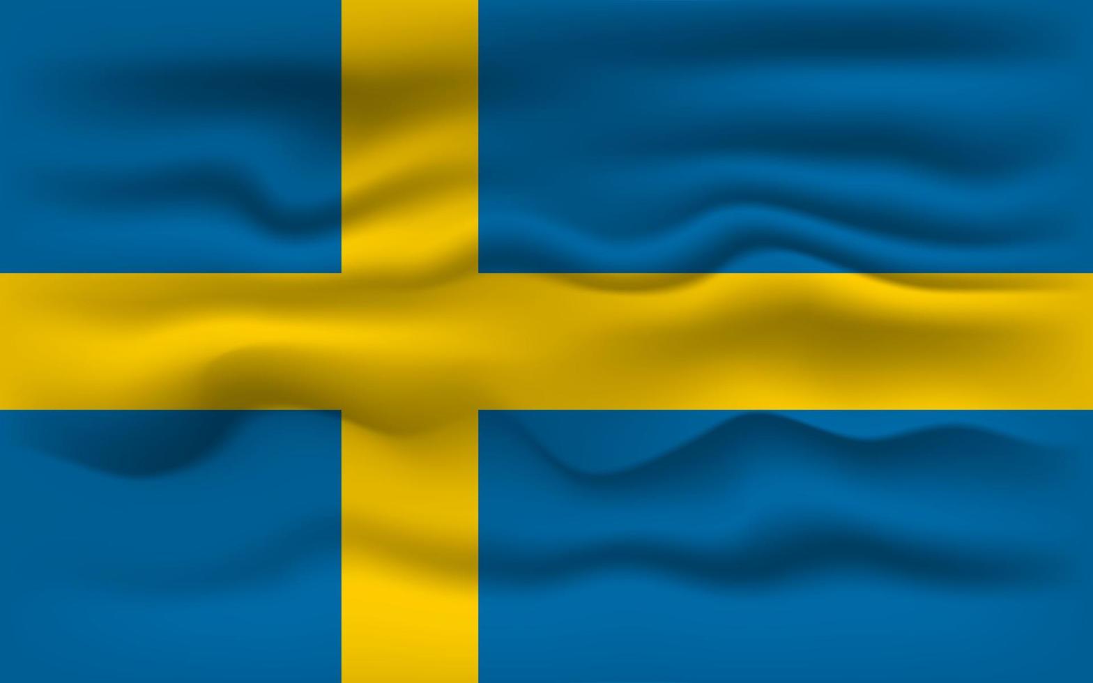 Waving flag of the country Sweden. Vector illustration.