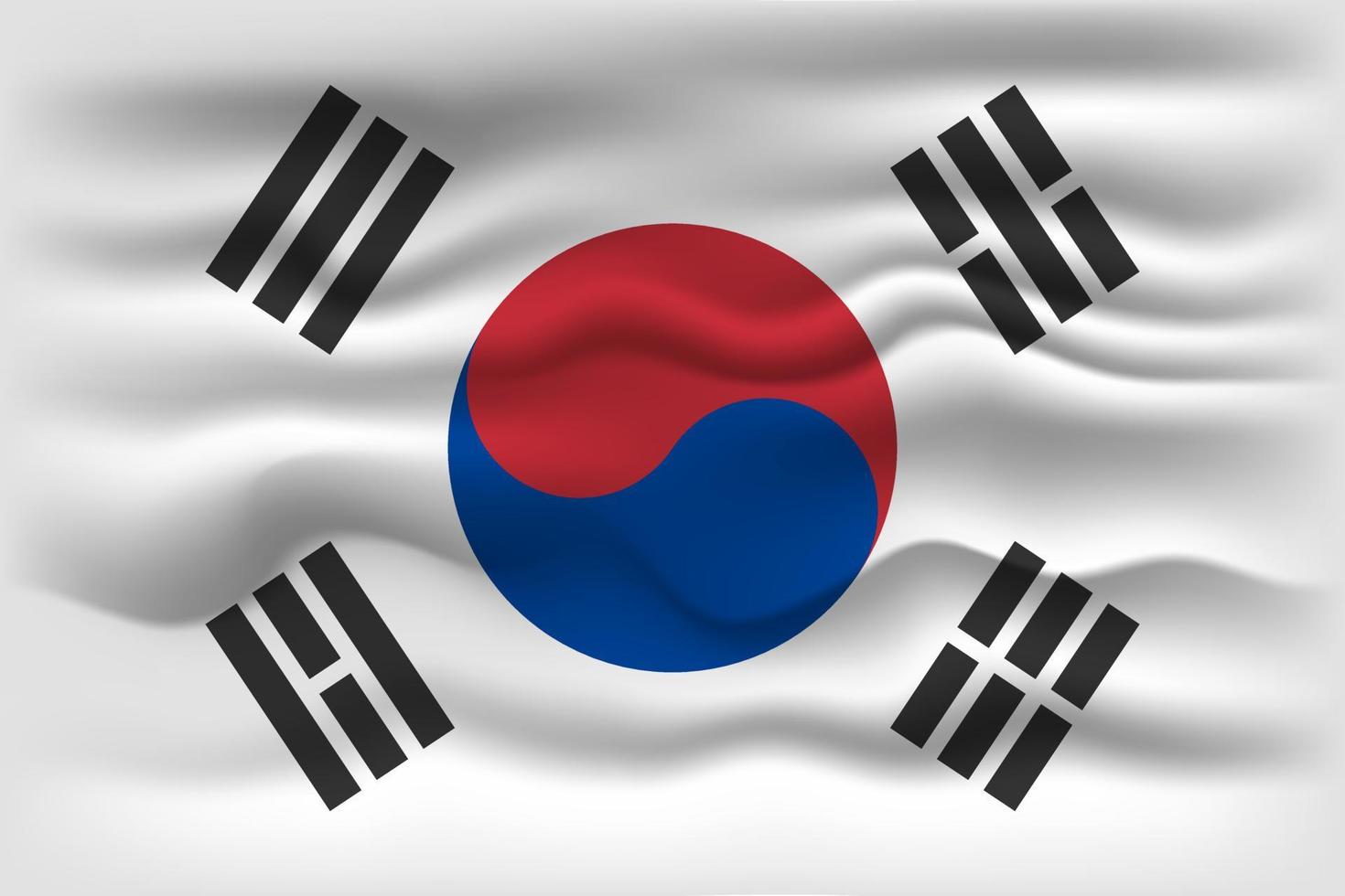 ondeando la bandera del país de corea del sur. ilustración vectorial vector