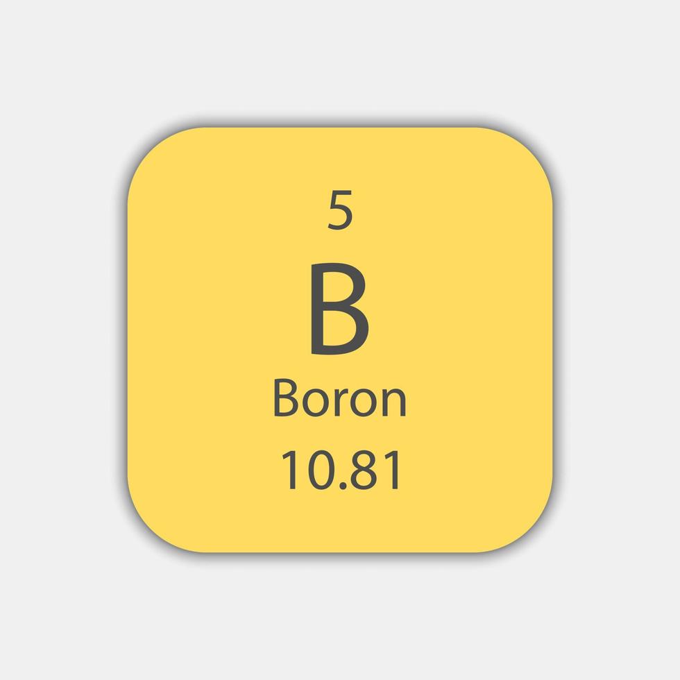 Boron symbol. Chemical element of the periodic table. Vector illustration.