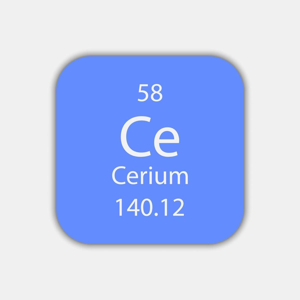 Cerium symbol. Chemical element of the periodic table. Vector illustration.