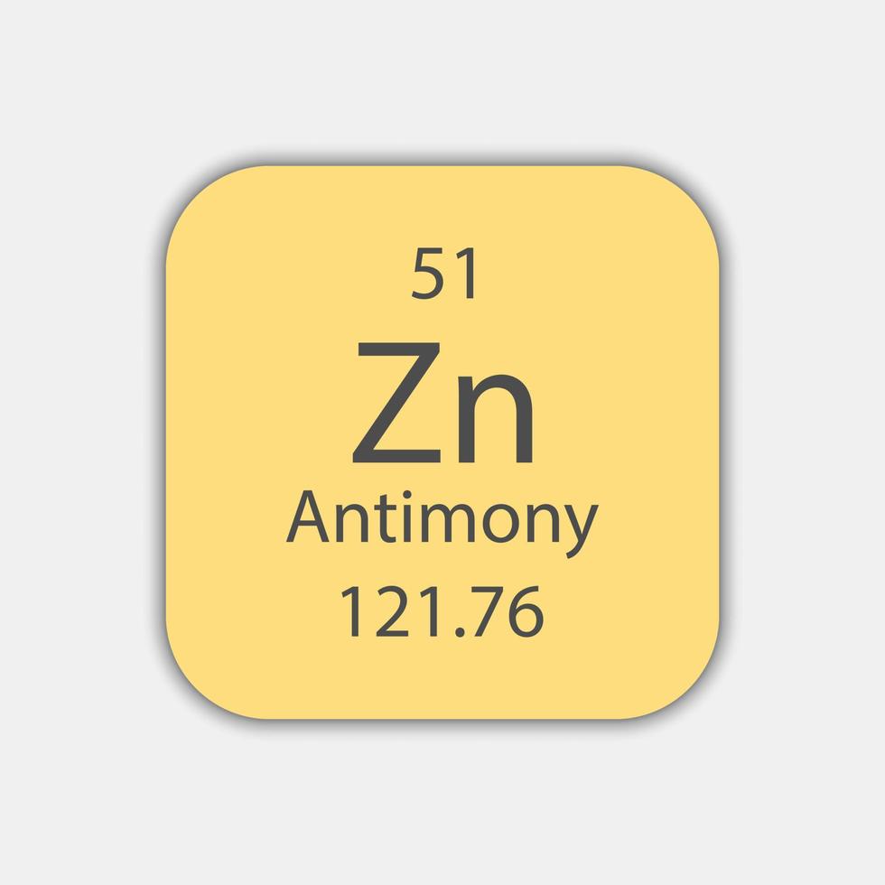 símbolo de antimonio elemento químico de la tabla periódica. ilustración vectorial vector