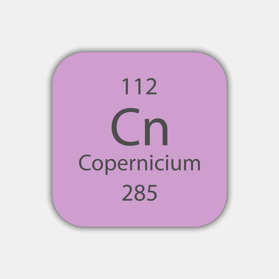 Copernicium symbol. Chemical element of the periodic table. Vector illustration.