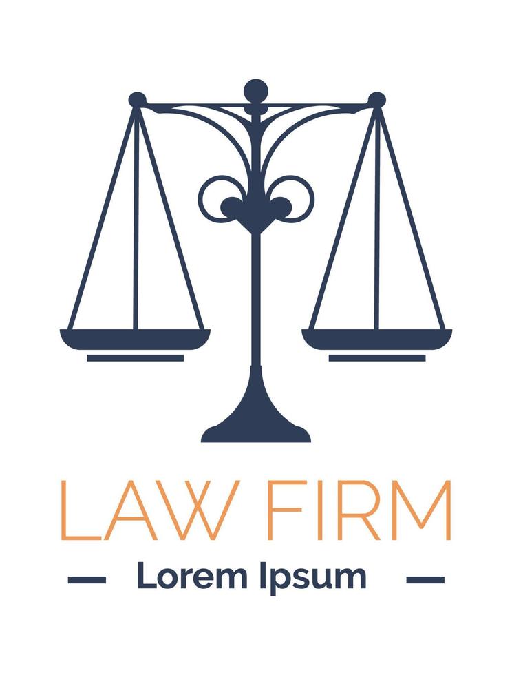 bufete de abogados, logotipo de escala de justicia y legislación vector