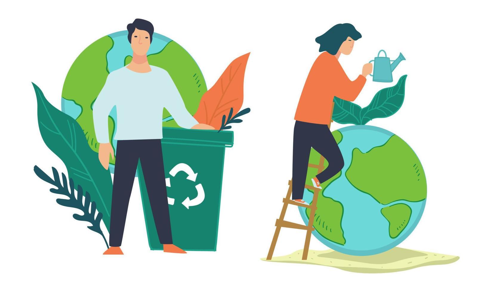 Nature conservation and protection, recycling vector