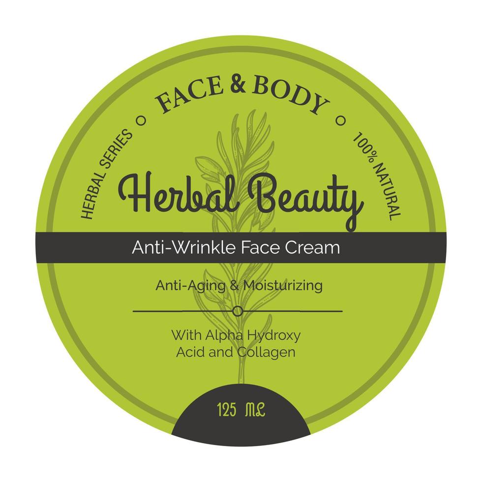 Face and body, herbal beauty anti aging cream vector