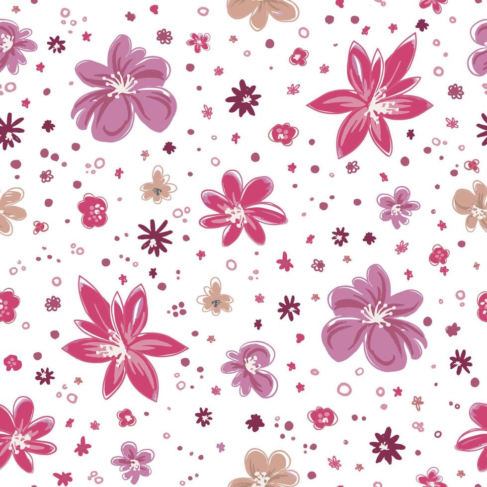 Flourishing flora botany, flowers in bloom print vector