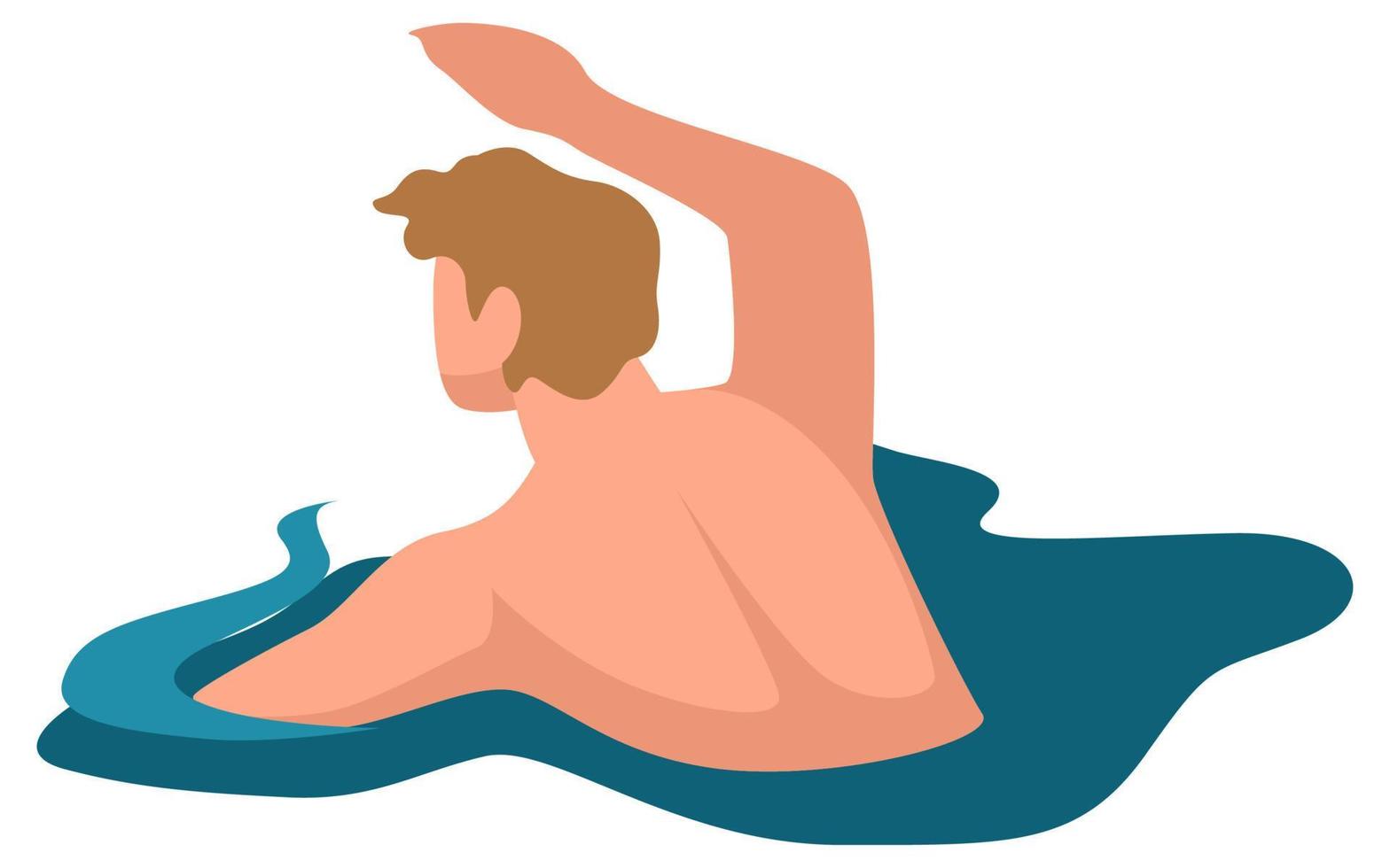 Male character swimming and practising skills vector