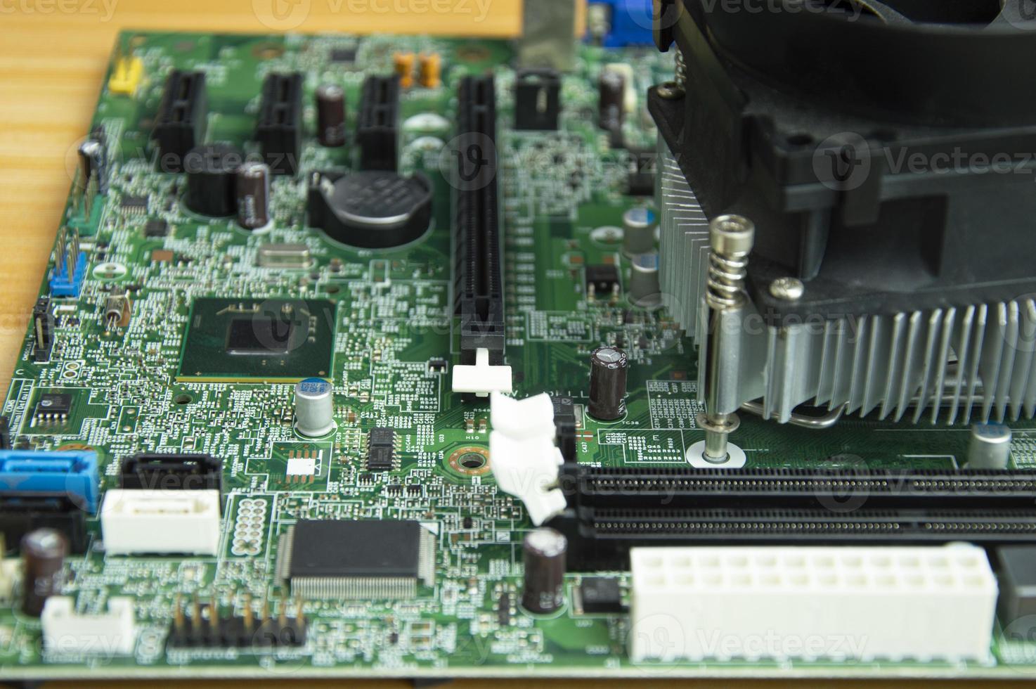 side view of computer motherboard photo