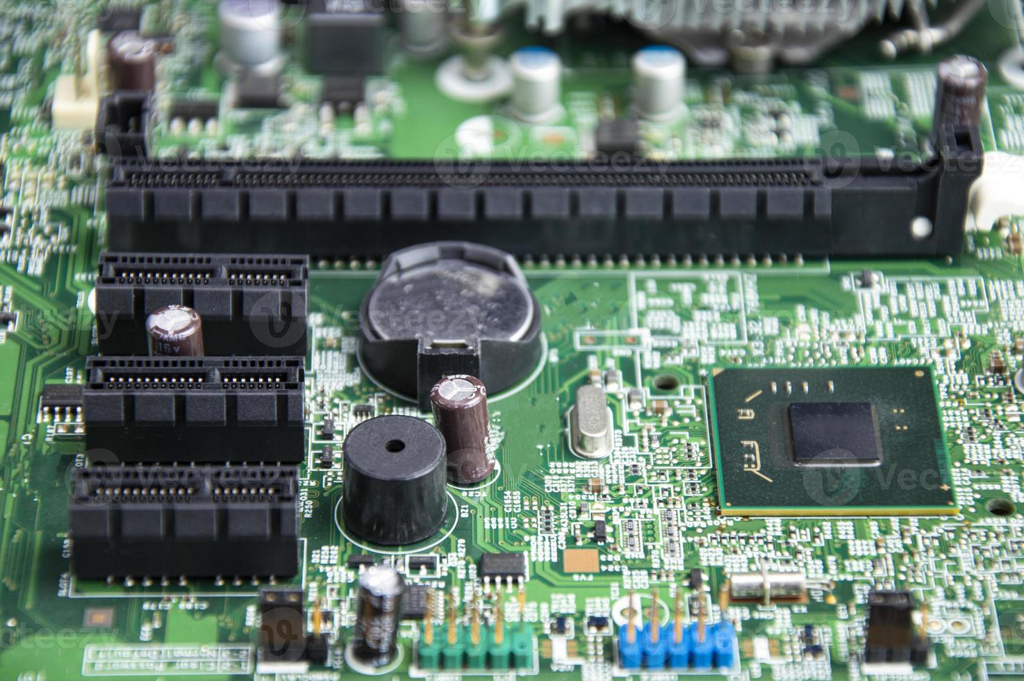 top view of computer motherboard photo