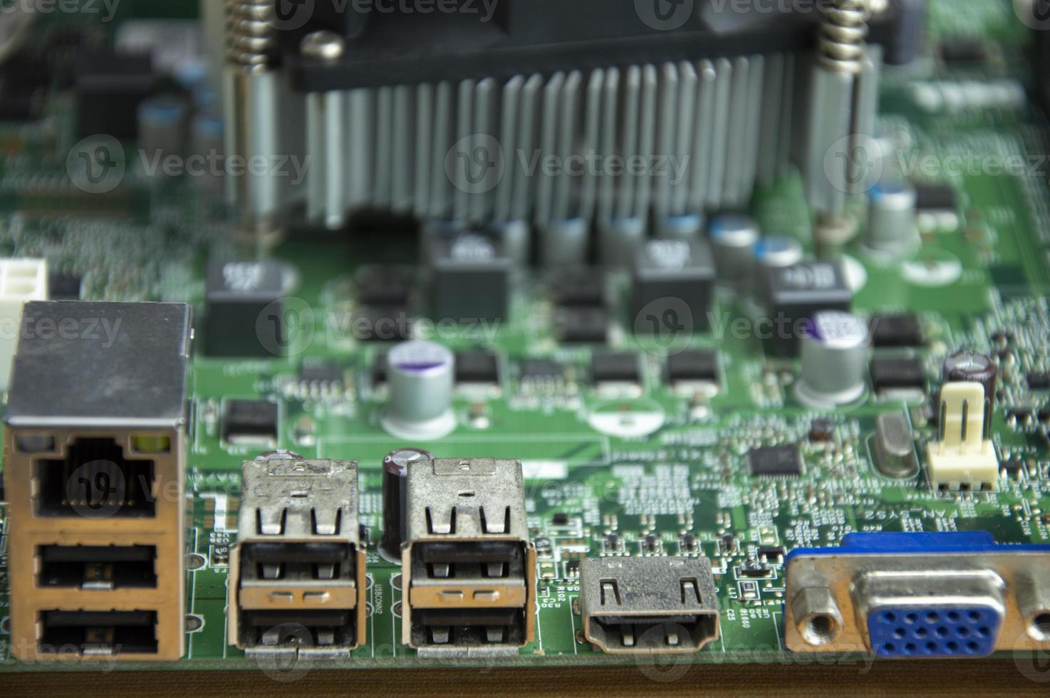 side view of computer motherboard photo
