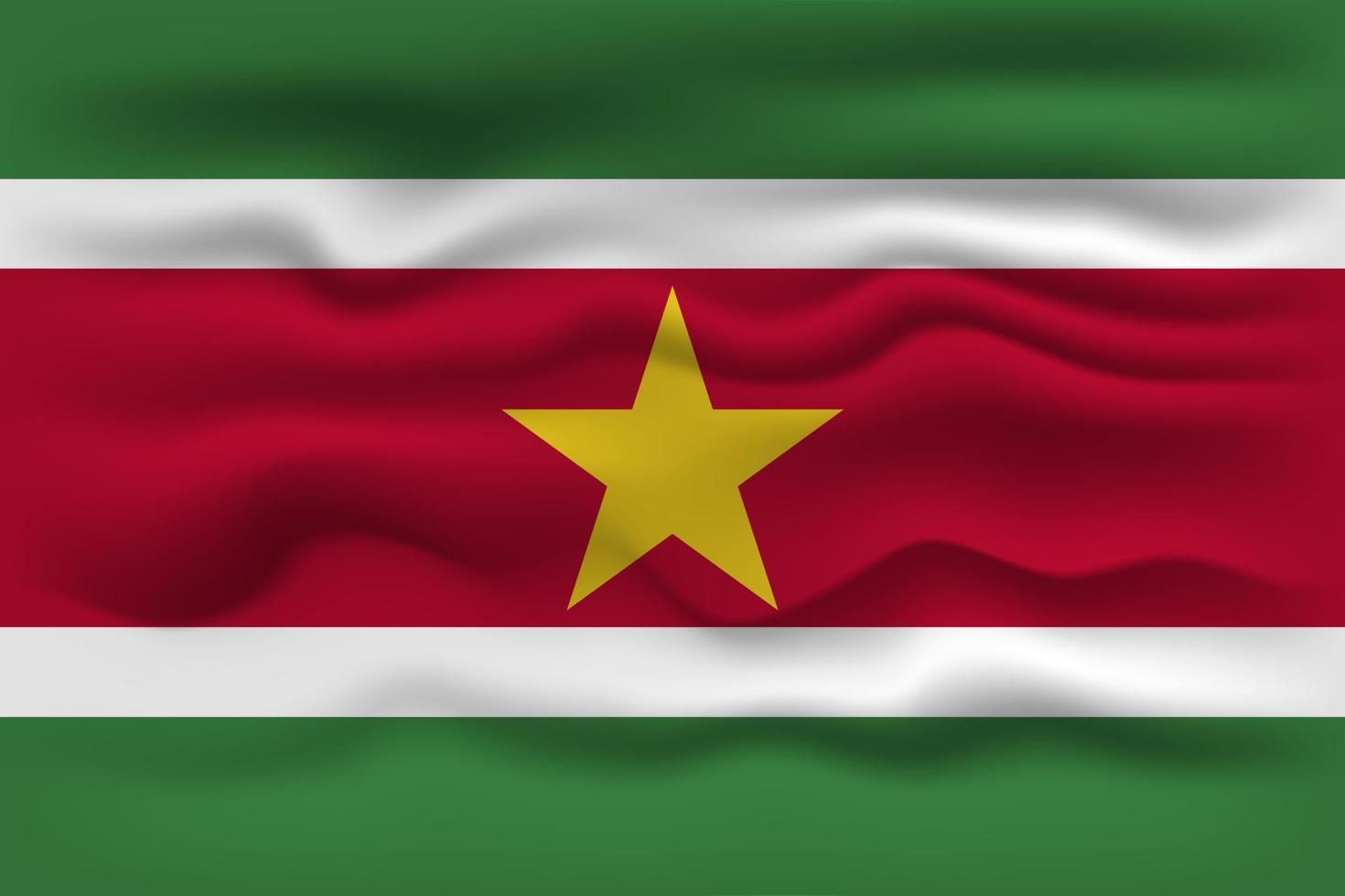 Waving flag of the country Suriname. Vector illustration.