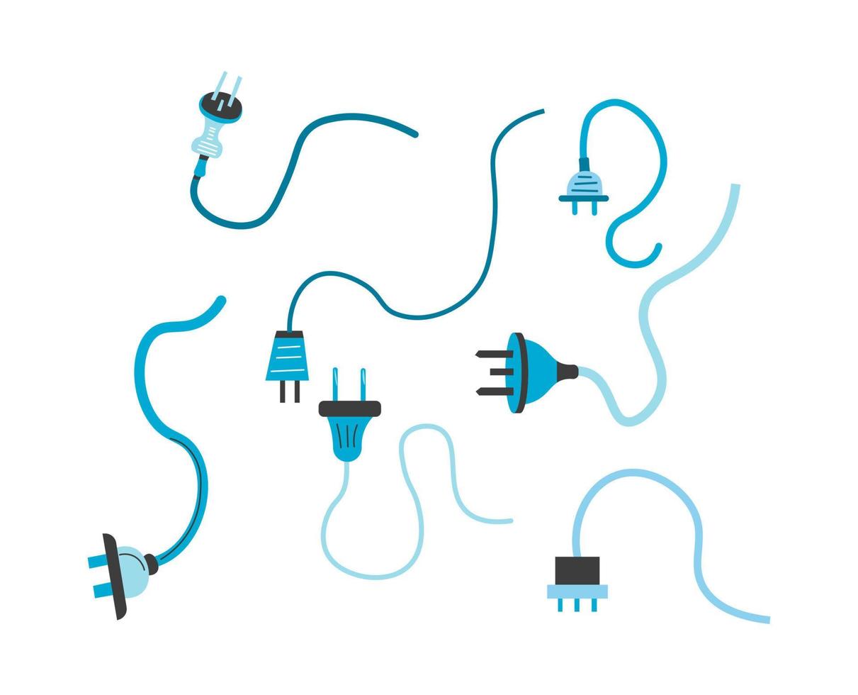 Plugs with wires, electric appliance cord set vector