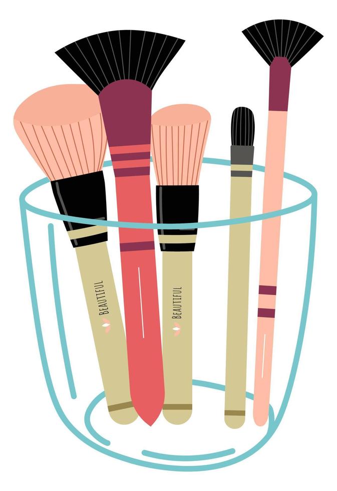 Brushes and tools for cosmetics application vector