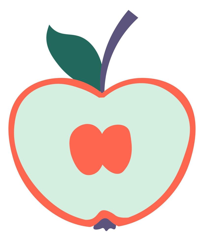 Halved apple with leaf, organic nutritious snack vector