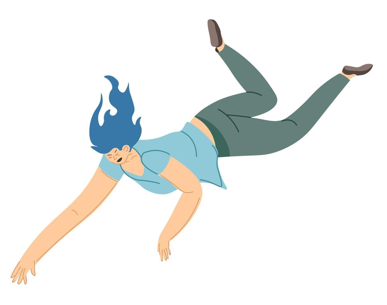 Woman falling down and crying, unexpected accident vector