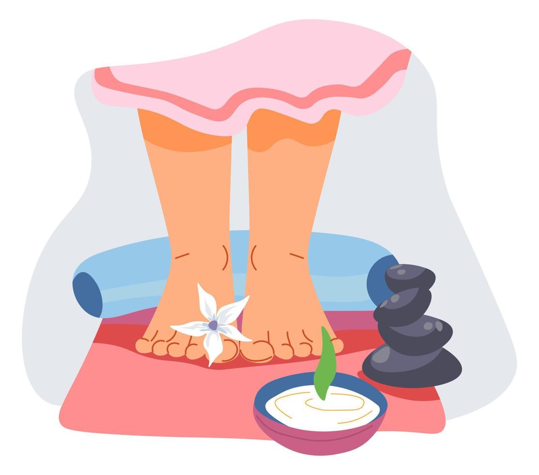 Spa salon procedure for feet skin and muscles vector