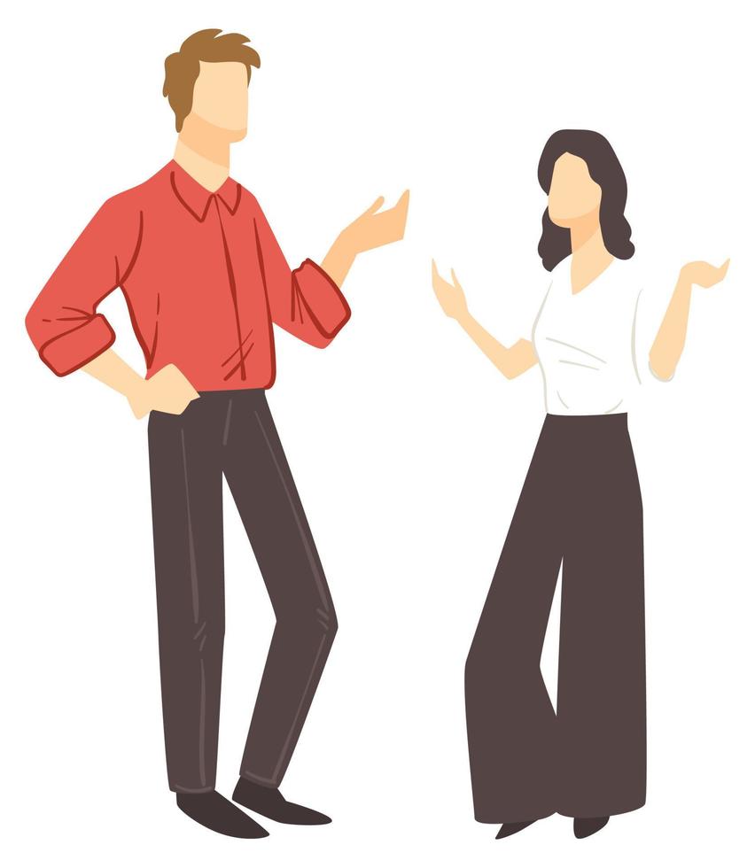 Businessman and woman on meeting talking vector