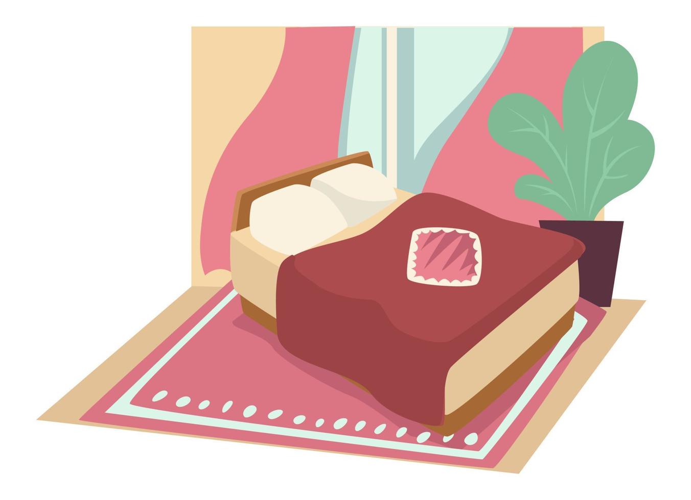 Feminine bedroom interior design bed and decor vector