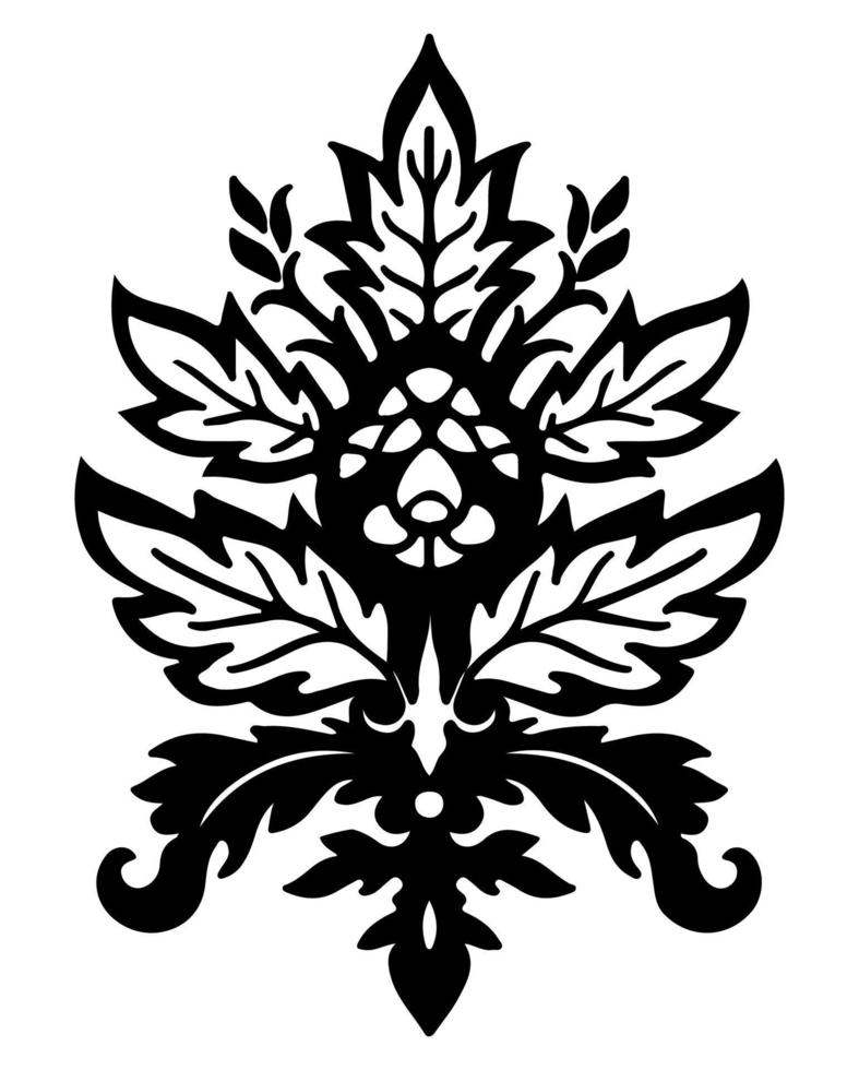 vector de diseño de silueta de flores de damasco vintage