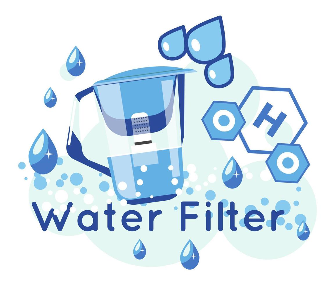 Water filter purification of liquid, jug format vector