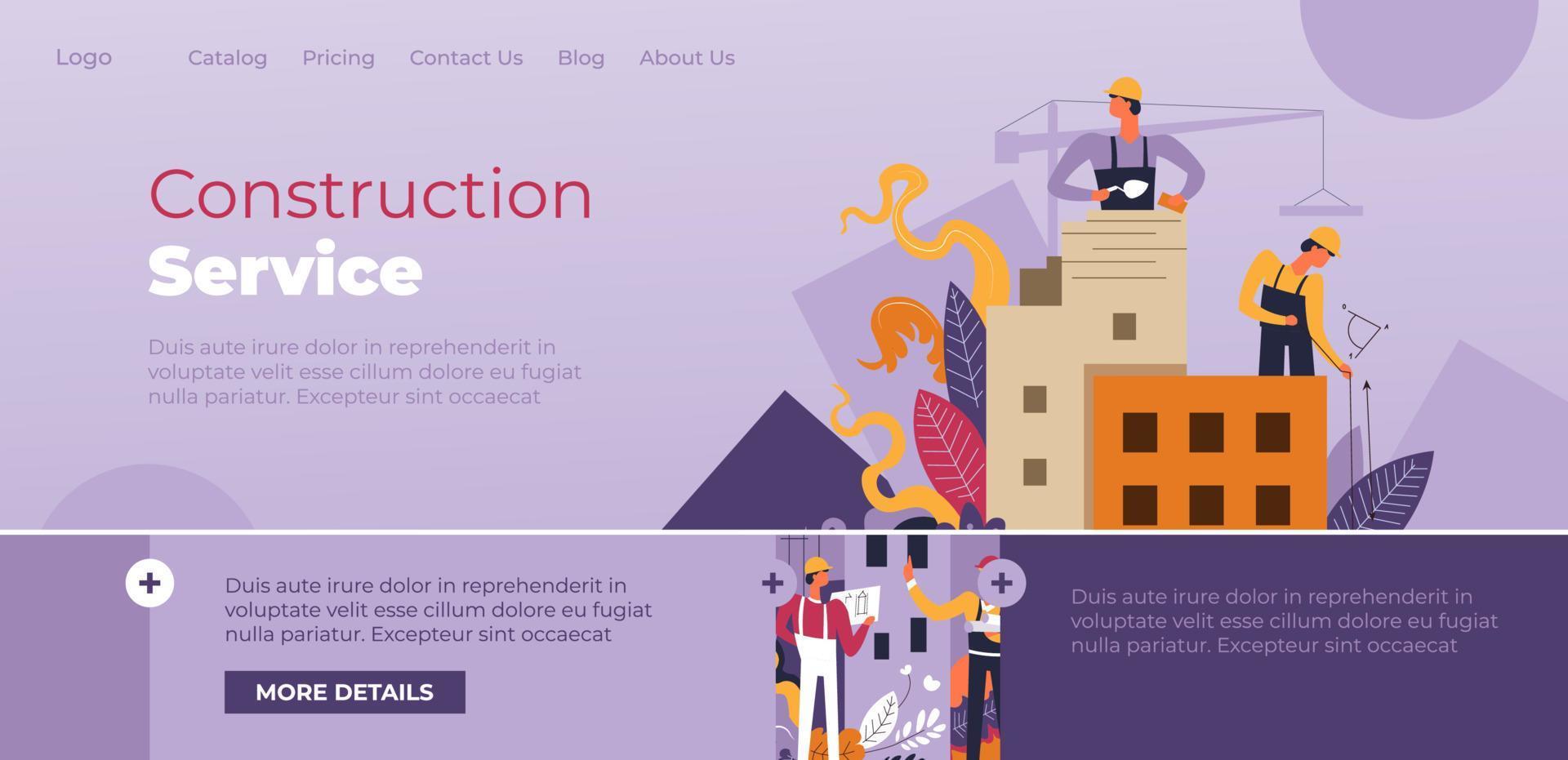Construction service, builder team building house vector
