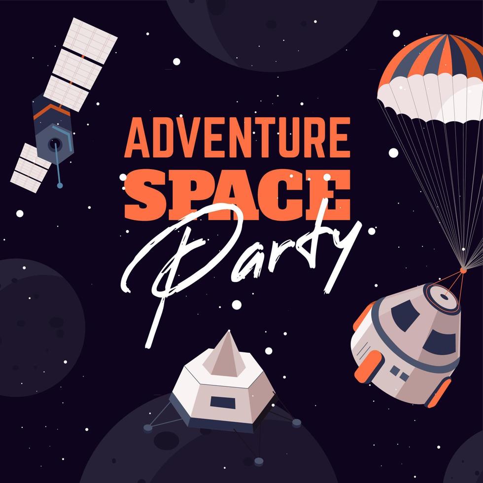 fiesta espacial de aventura, invitación a celebración temática vector