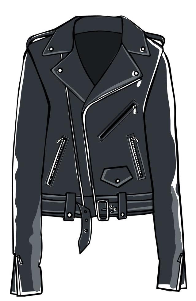 chaqueta de cuero con cinturones y broches, moda vector