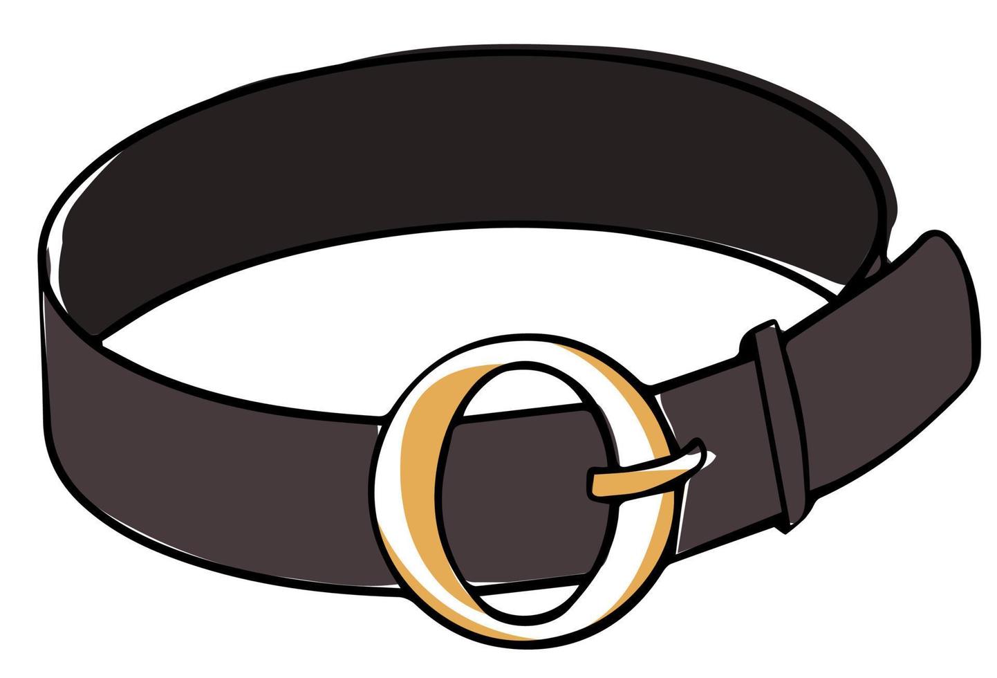 Leather belt with golden clasp, modern accessories vector