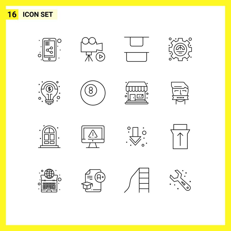 Modern Set of 16 Outlines and symbols such as idea financial distribute productivity excellency Editable Vector Design Elements