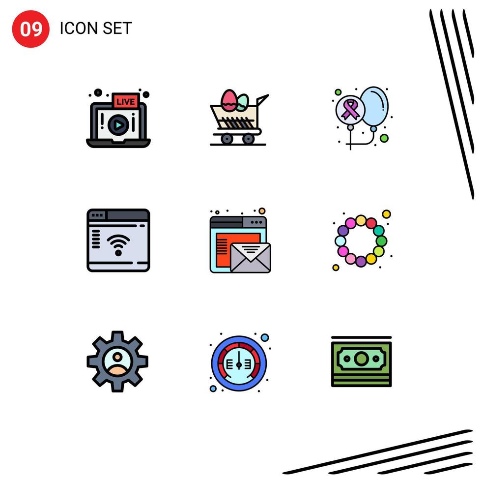 9 iconos creativos signos y símbolos modernos de los globos del enrutador del navegador elementos de diseño vectorial editables del mundo iot vector