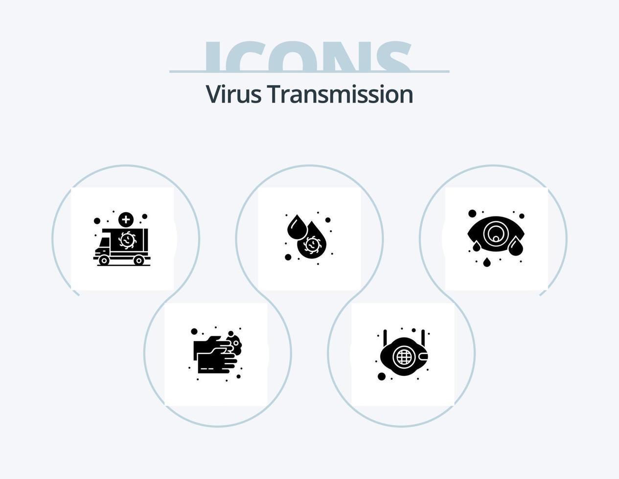 Virus Transmission Glyph Icon Pack 5 Icon Design. eye. fever. ambulance. dengue. blood vector