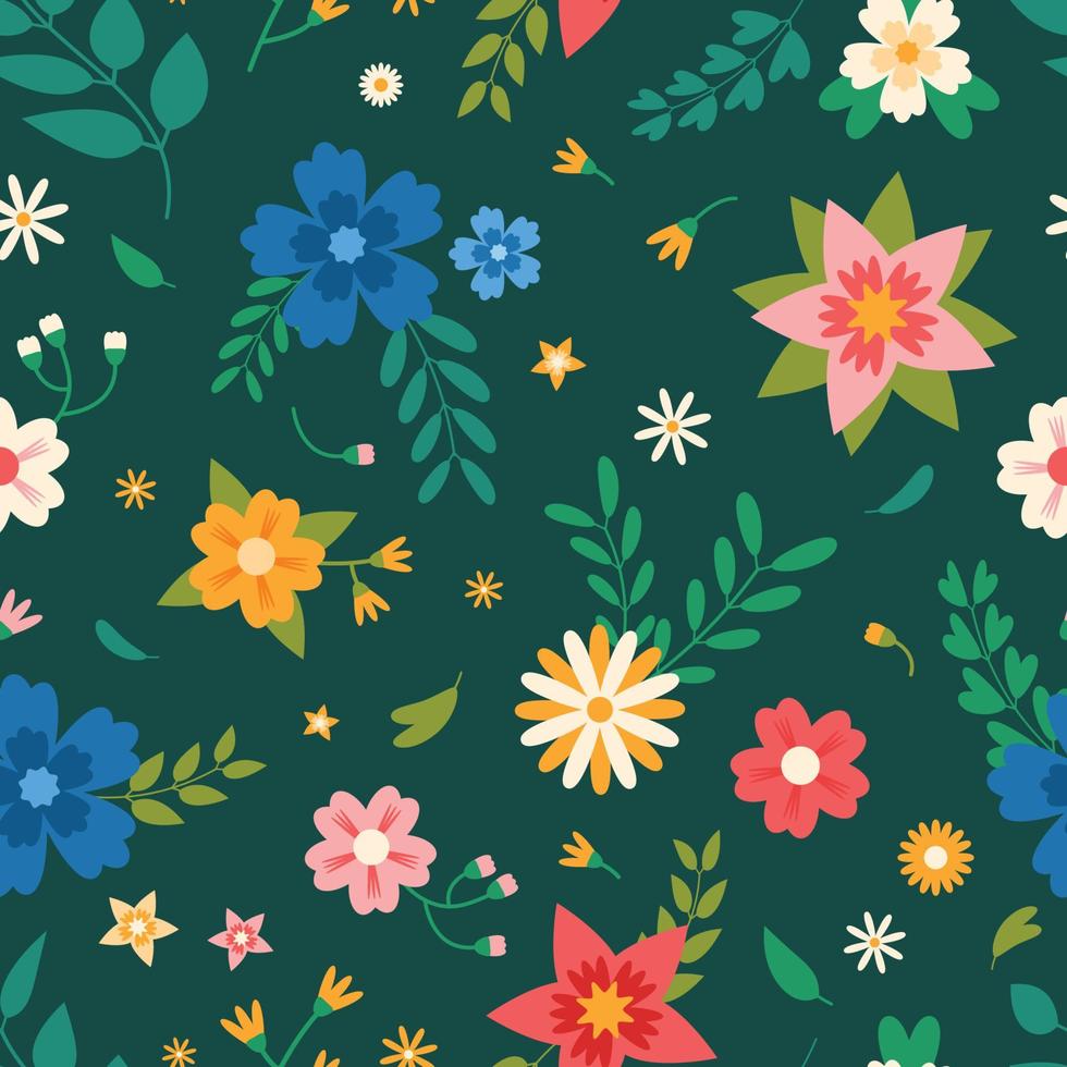 Blooming Flower Seamless Pattern vector