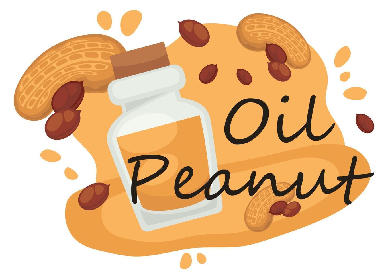 Peanut oil, bottle with oily liquid for cooking vector