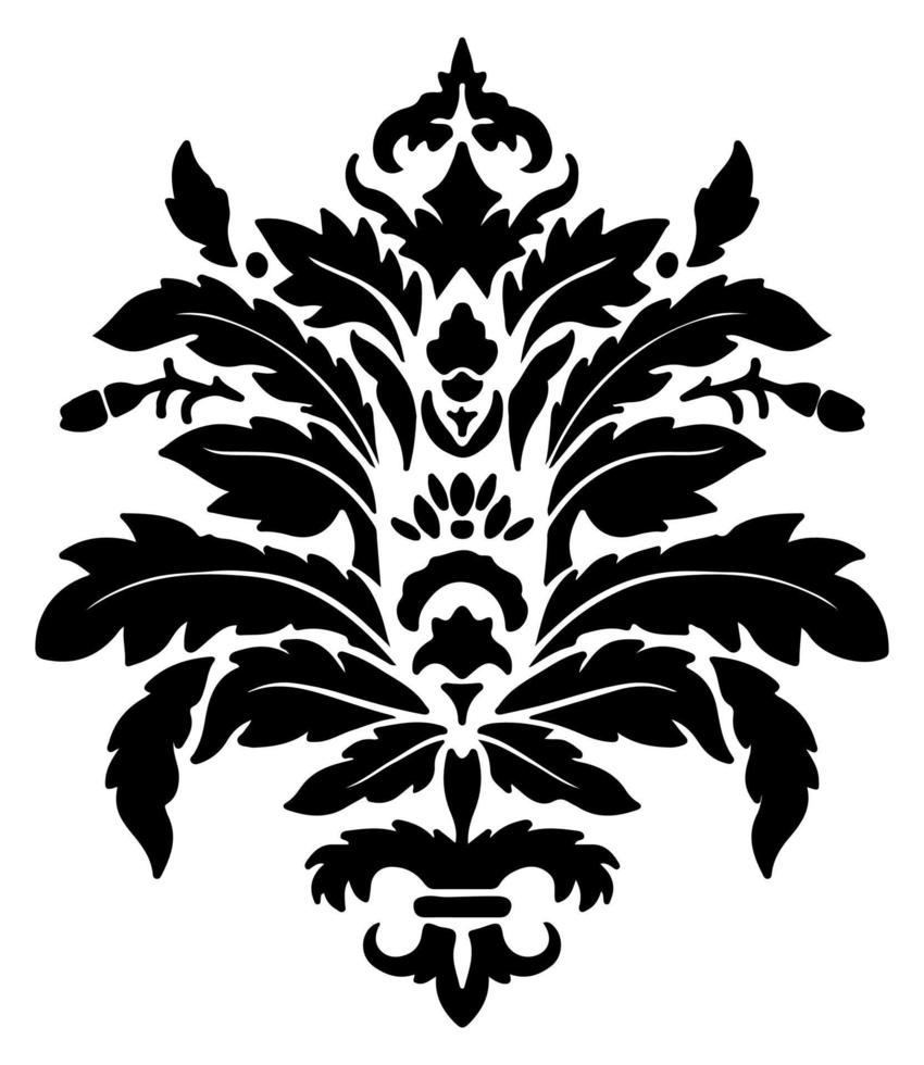 diseño floral de damasco vintage, flores y hojas vector