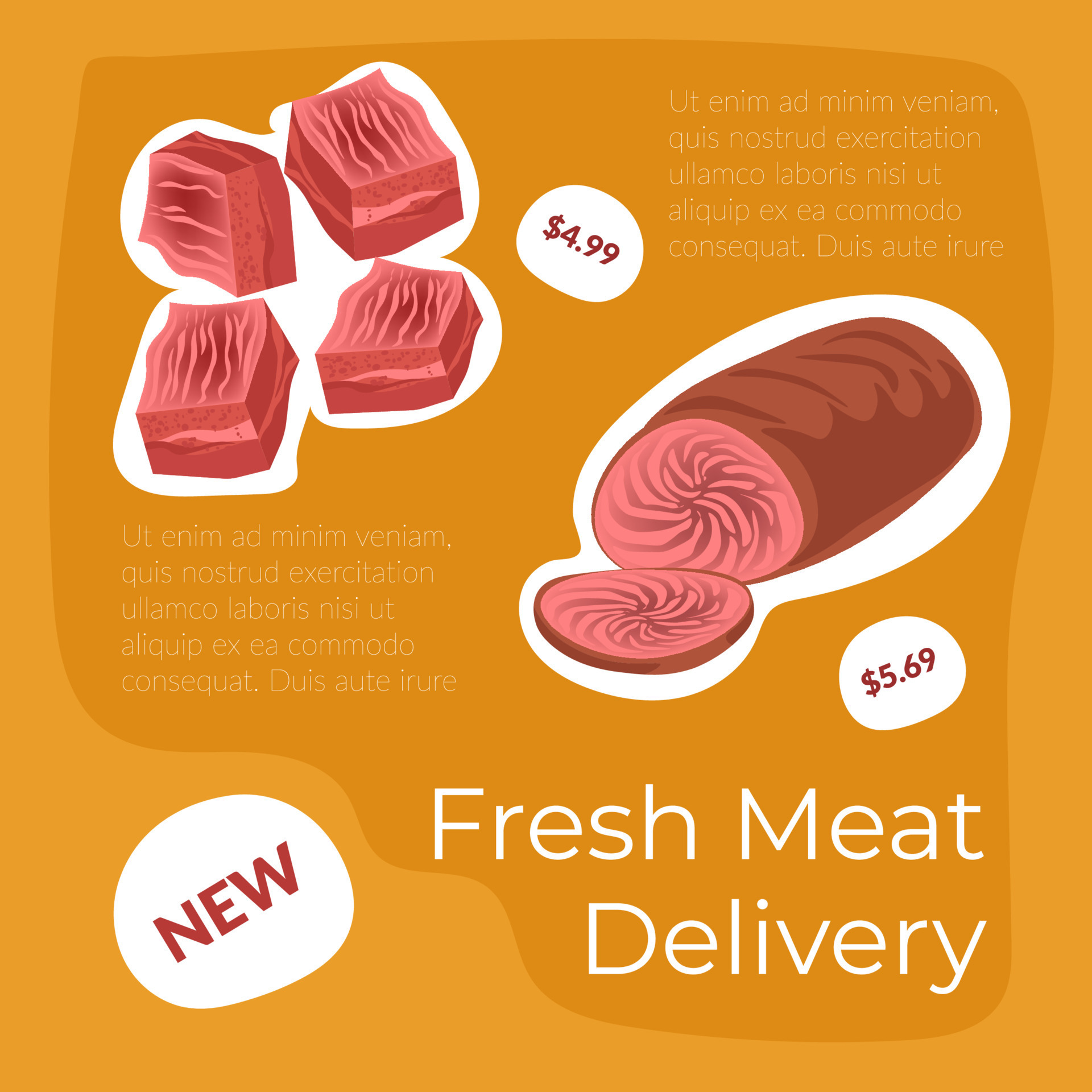 Fresh meat delivery, butchers store promo banner 17744628 Vector Art at