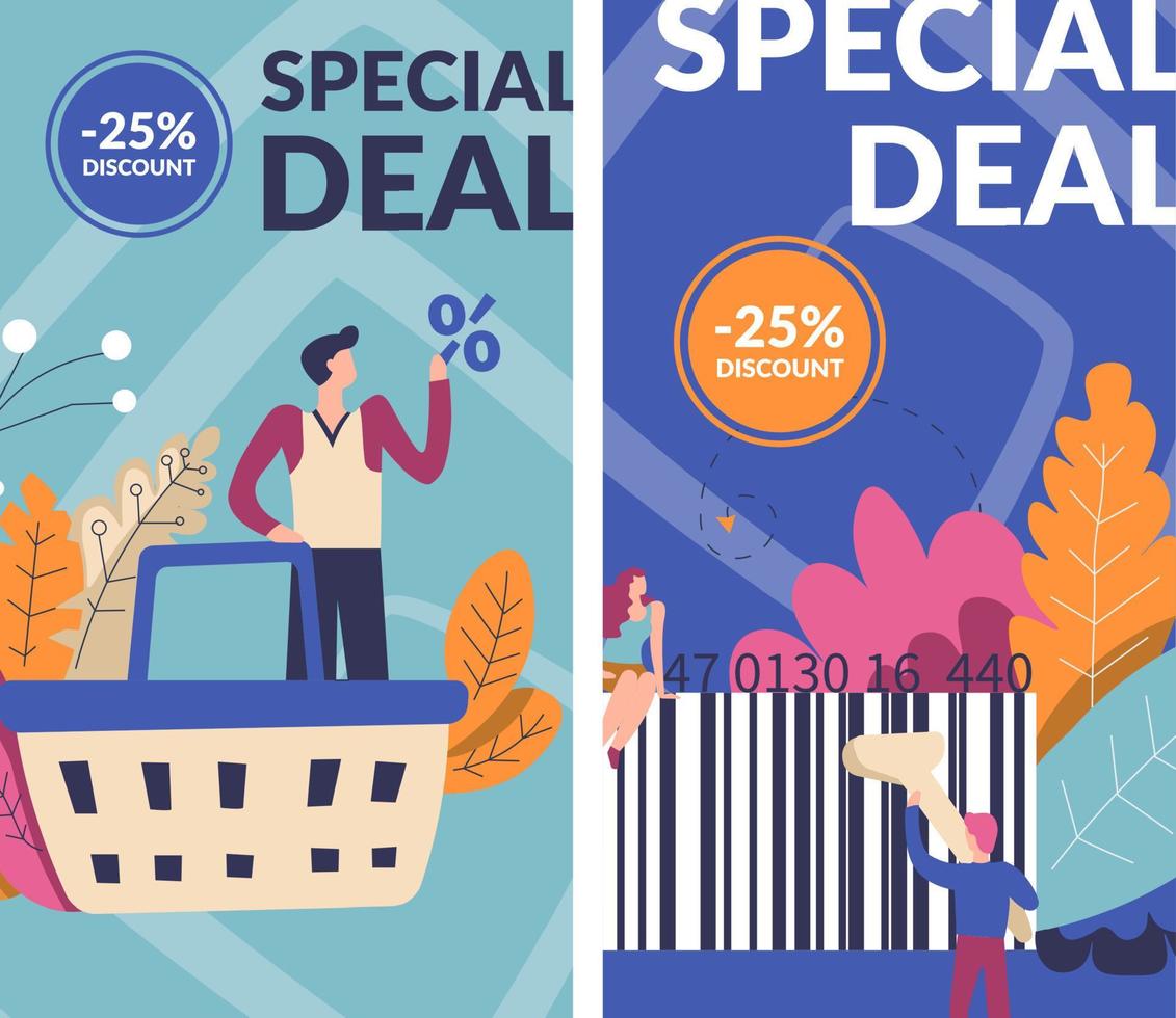 Special deal for shoppers, reduction of price vector