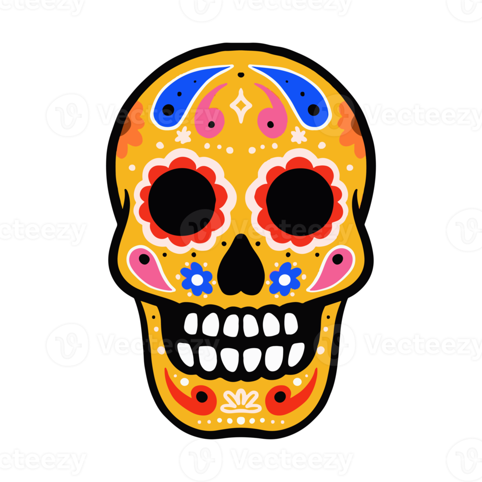 skull with flower ornament png